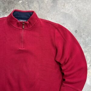 Lands’ End Heavyweight 1/4 Zip Knit Sweater Red